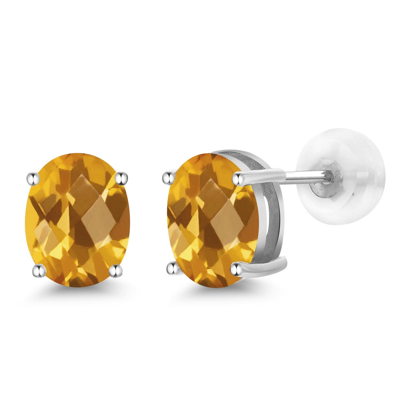 14K Yellow or White Gold Oval Gemstone Birthstone Stud Earrings for Women Men | Oval 8X6MM