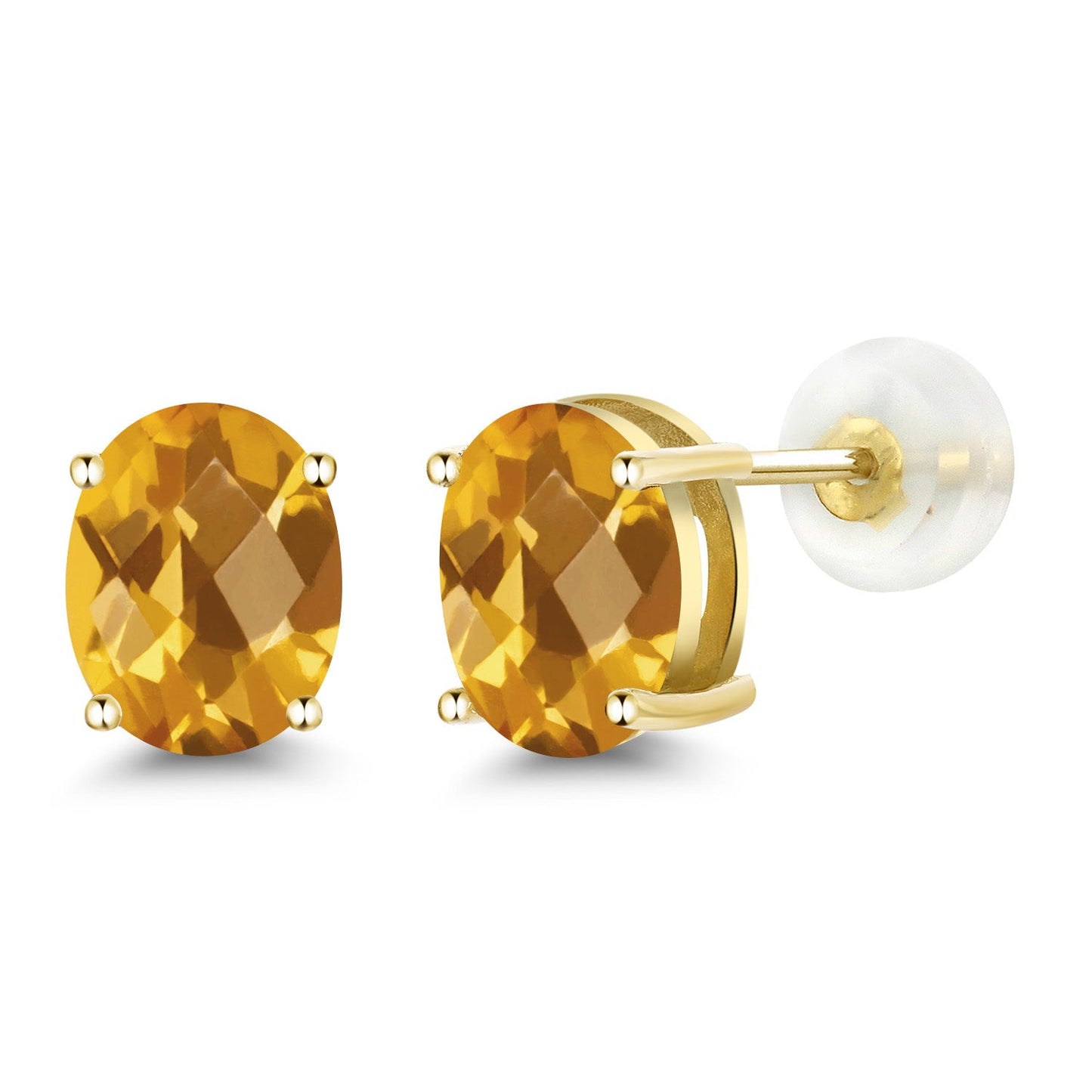 14K Yellow or White Gold Oval Gemstone Birthstone Stud Earrings for Women Men | Oval 8X6MM