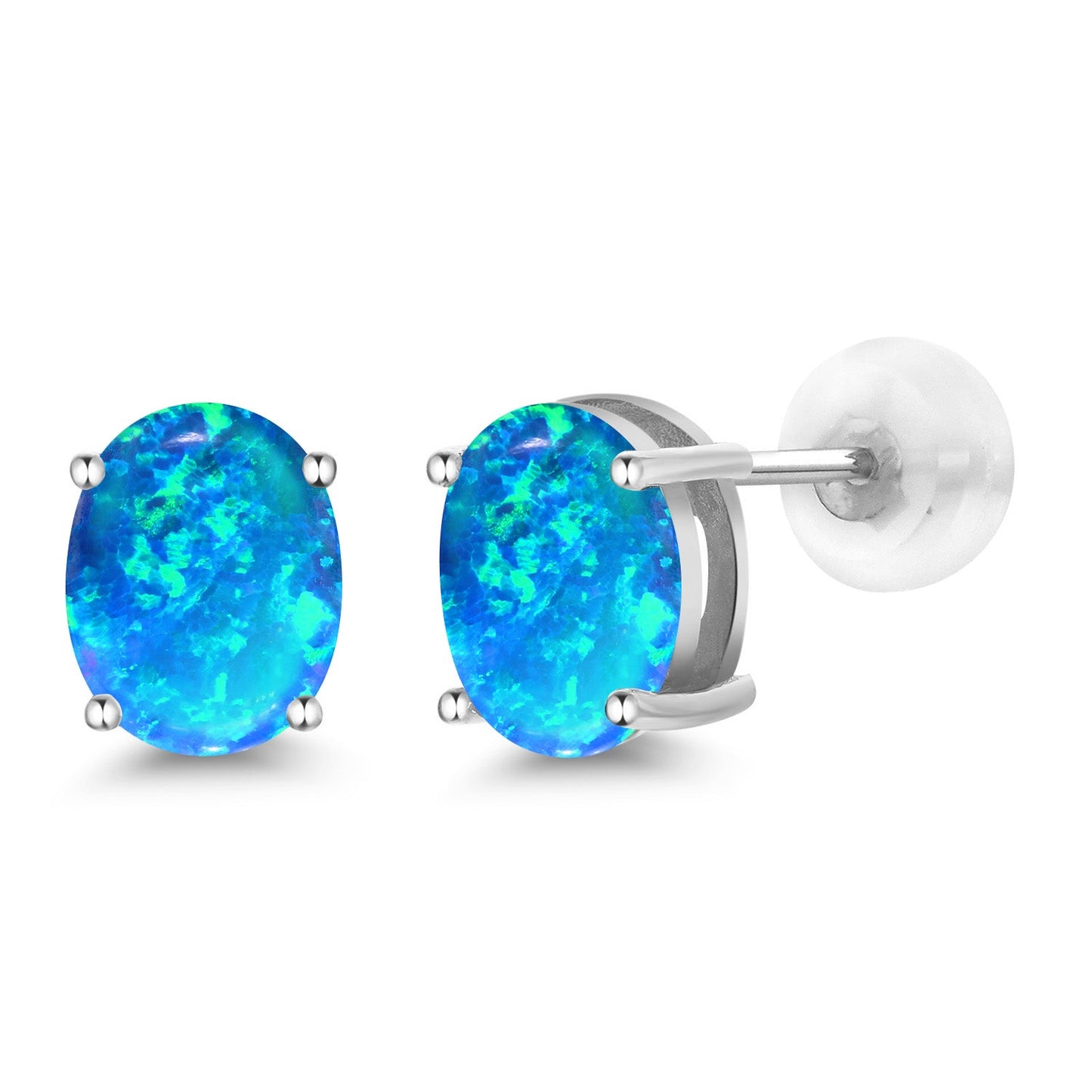 14K Yellow or White Gold Oval Gemstone Birthstone Stud Earrings for Women Men | Oval 8X6MM