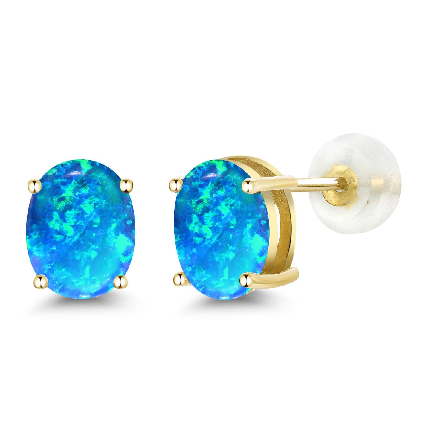 14K Yellow or White Gold Oval Gemstone Birthstone Stud Earrings for Women Men | Oval 8X6MM