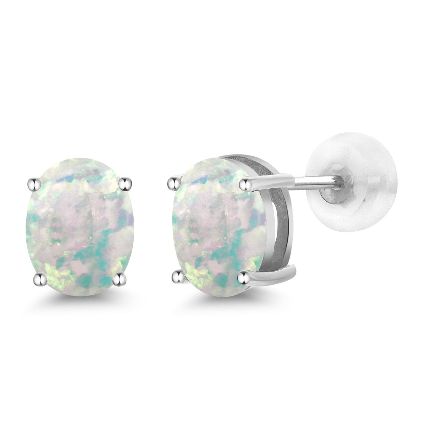 14K Yellow or White Gold Oval Gemstone Birthstone Stud Earrings for Women Men | Oval 8X6MM