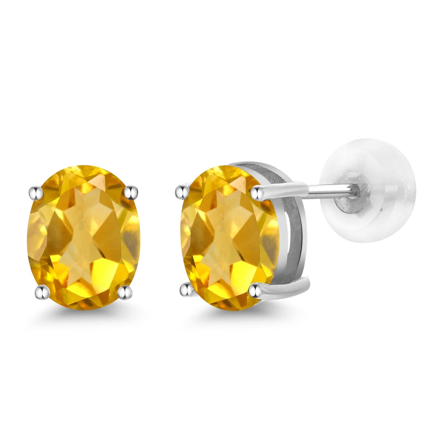 14K Yellow or White Gold Oval Gemstone Birthstone Stud Earrings for Women Men | Oval 8X6MM