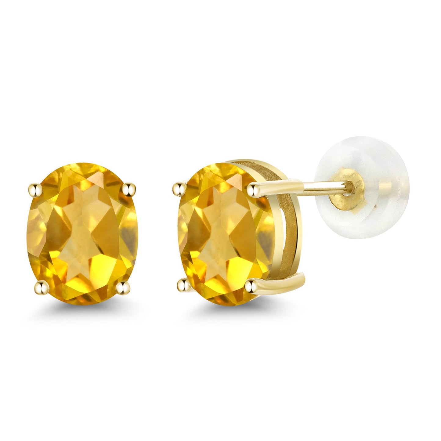 14K Yellow or White Gold Oval Gemstone Birthstone Stud Earrings for Women Men | Oval 8X6MM