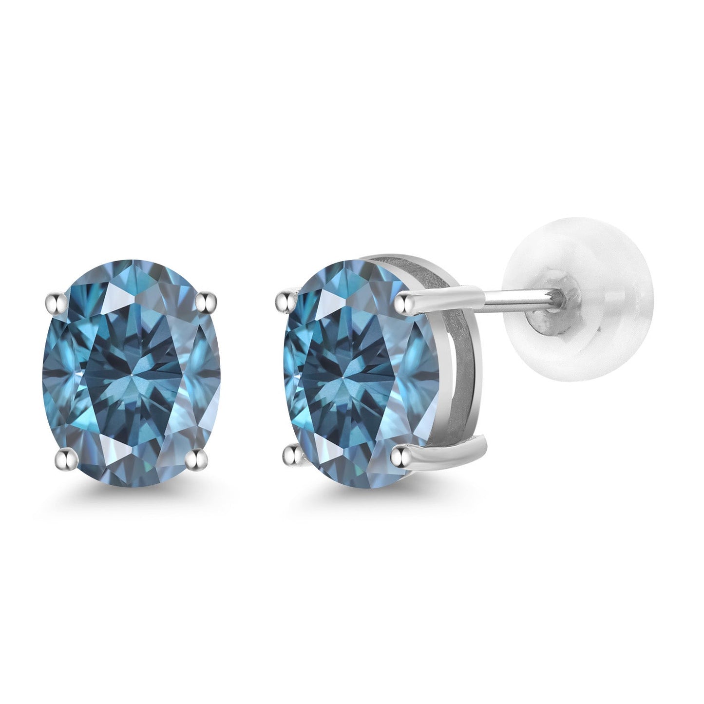 14K Yellow or White Gold Oval Gemstone Birthstone Stud Earrings for Women Men | Oval 8X6MM