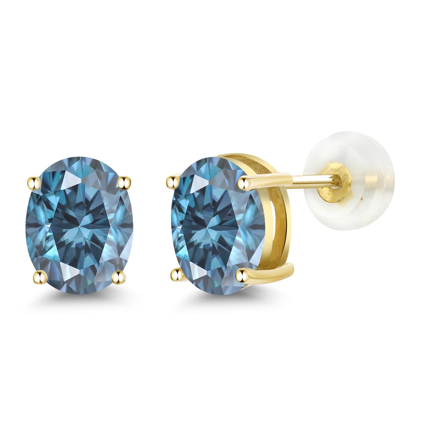 14K Yellow or White Gold Oval Gemstone Birthstone Stud Earrings for Women Men | Oval 8X6MM