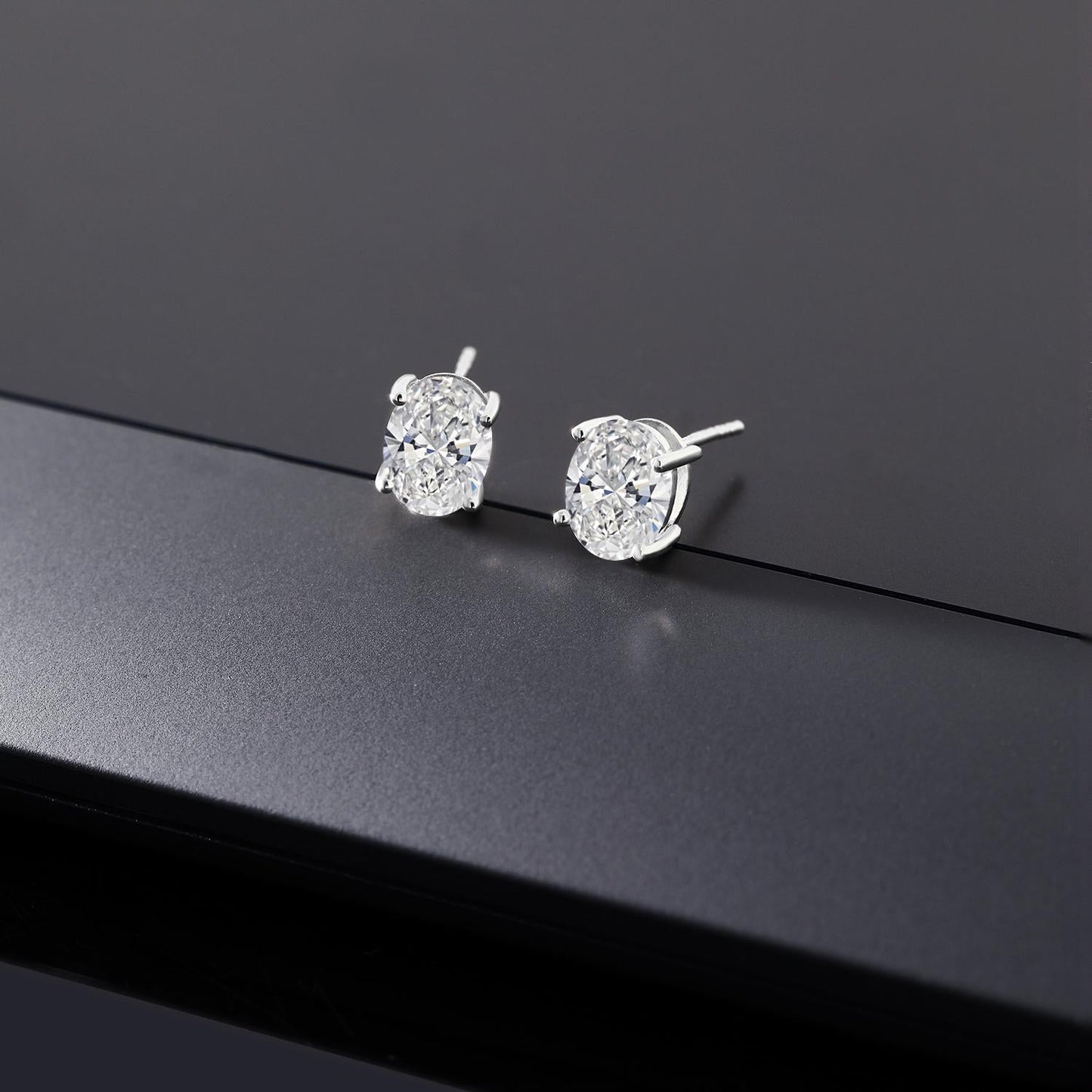 3.00 Cttw Oval Cut 14K White Gold IGI Certified Lab Grown Diamond Stud Earrings |  | F-G Color | VS Clarity | Gold Earrings For Women Men