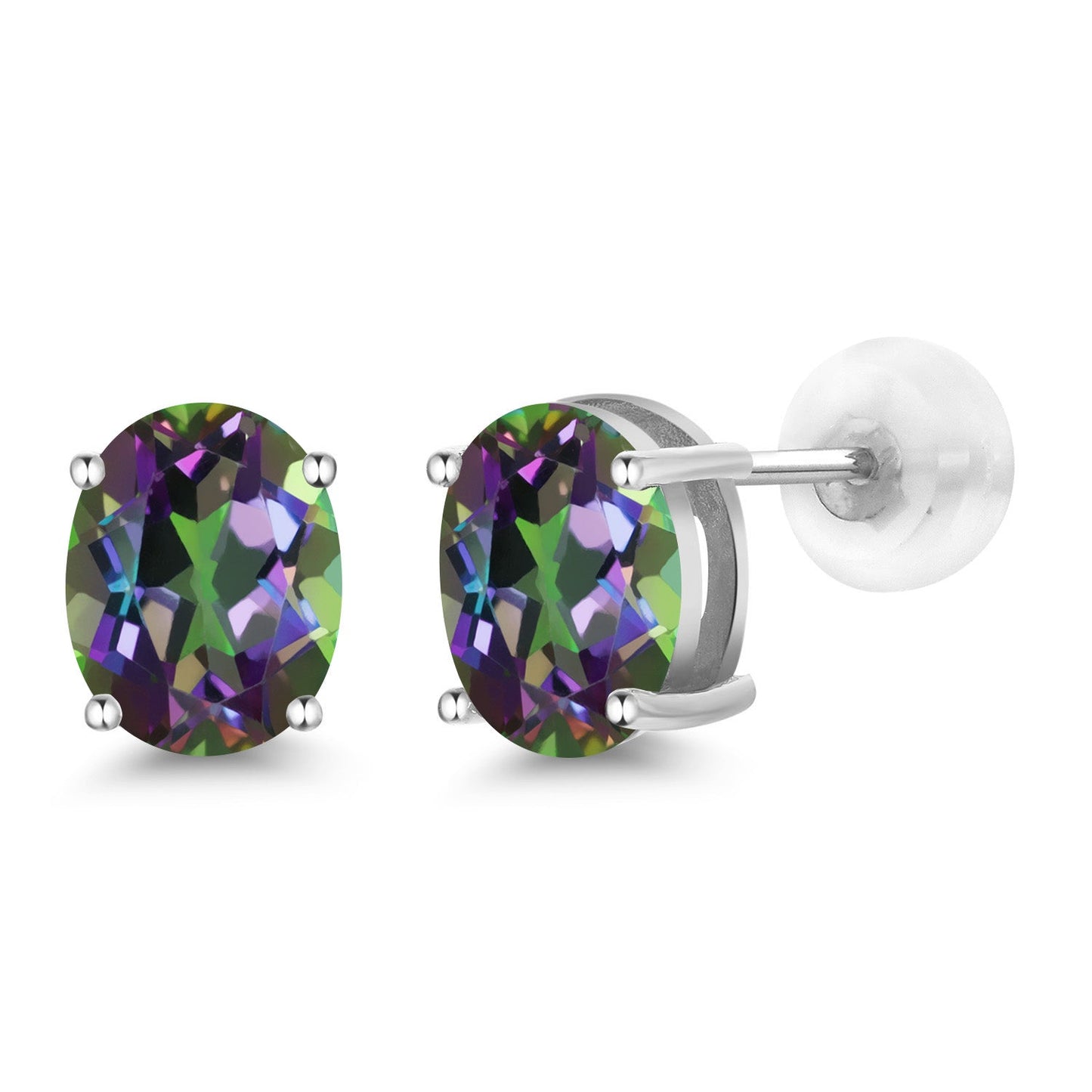 14K Yellow or White Gold Oval Gemstone Birthstone Stud Earrings for Women Men | Oval 8X6MM