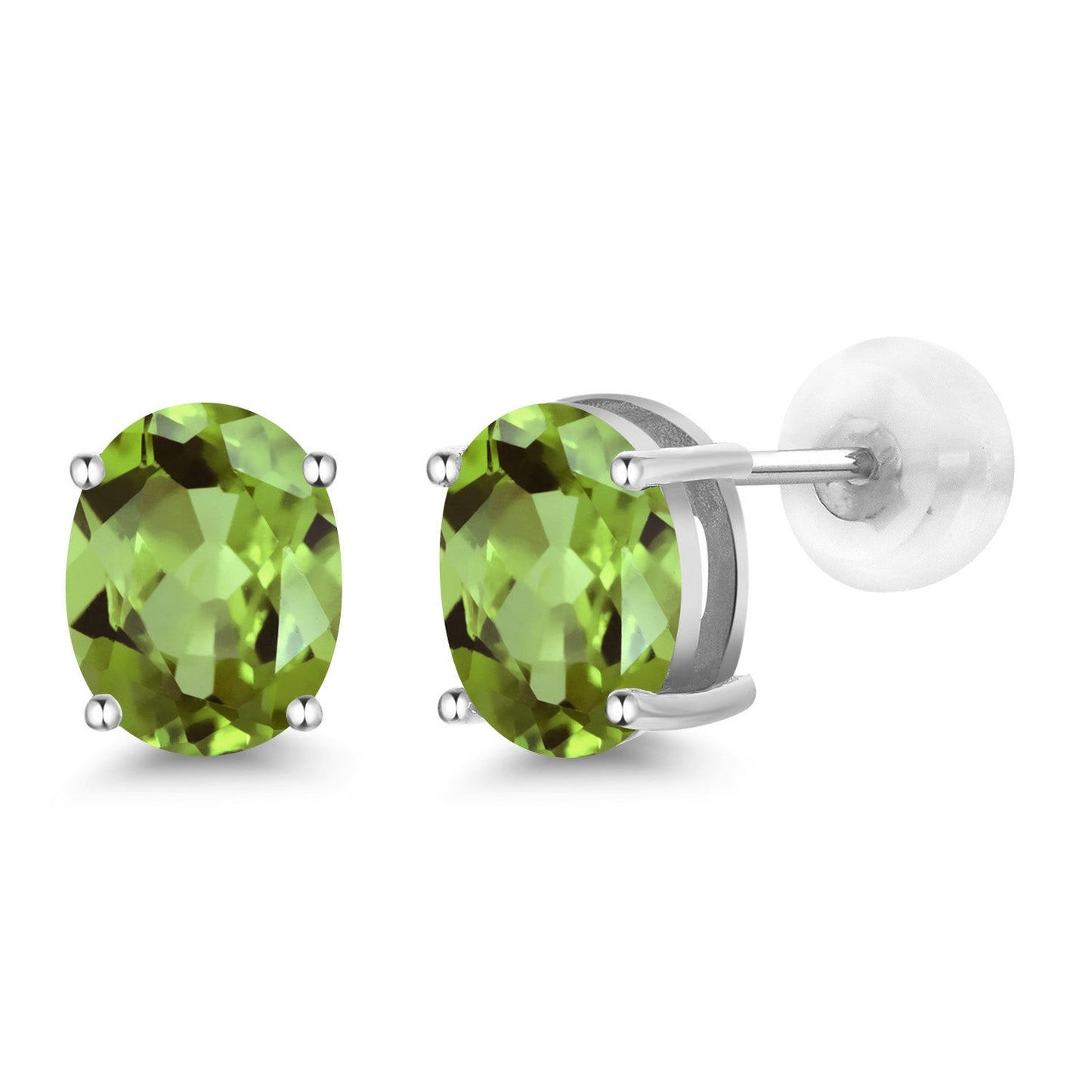 14K Yellow or White Gold Oval Gemstone Birthstone Stud Earrings for Women Men | Oval 8X6MM