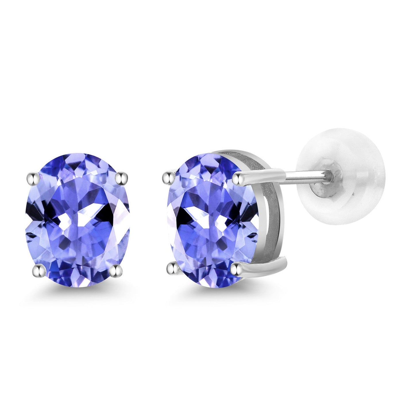 14K Yellow or White Gold Oval Gemstone Birthstone Stud Earrings for Women Men | Oval 8X6MM