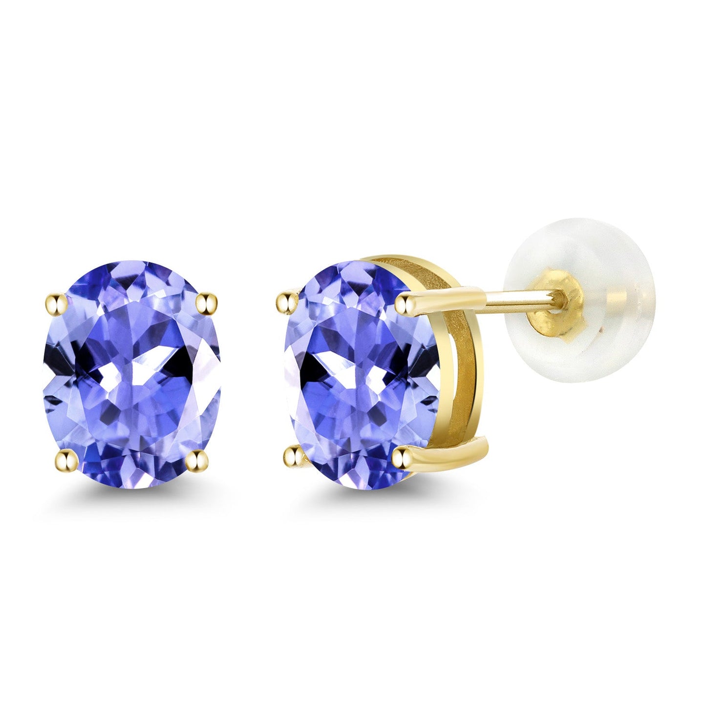 14K Yellow or White Gold Oval Gemstone Birthstone Stud Earrings for Women Men | Oval 8X6MM