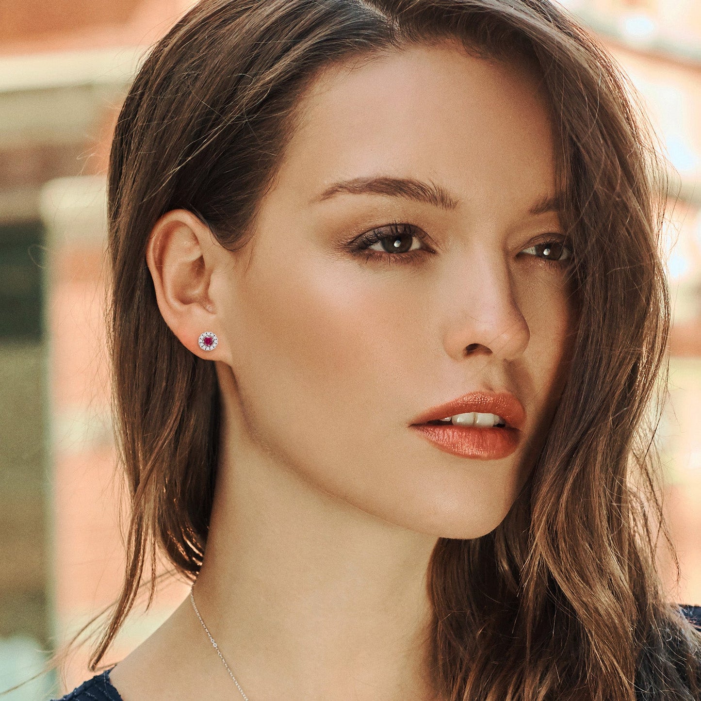 14K White Gold 3.5MM Round Gemstone Birthstone and White Lab Grown Diamond Halo Earrings | Center Stone: 3.5MM | Gold Earrings for Women