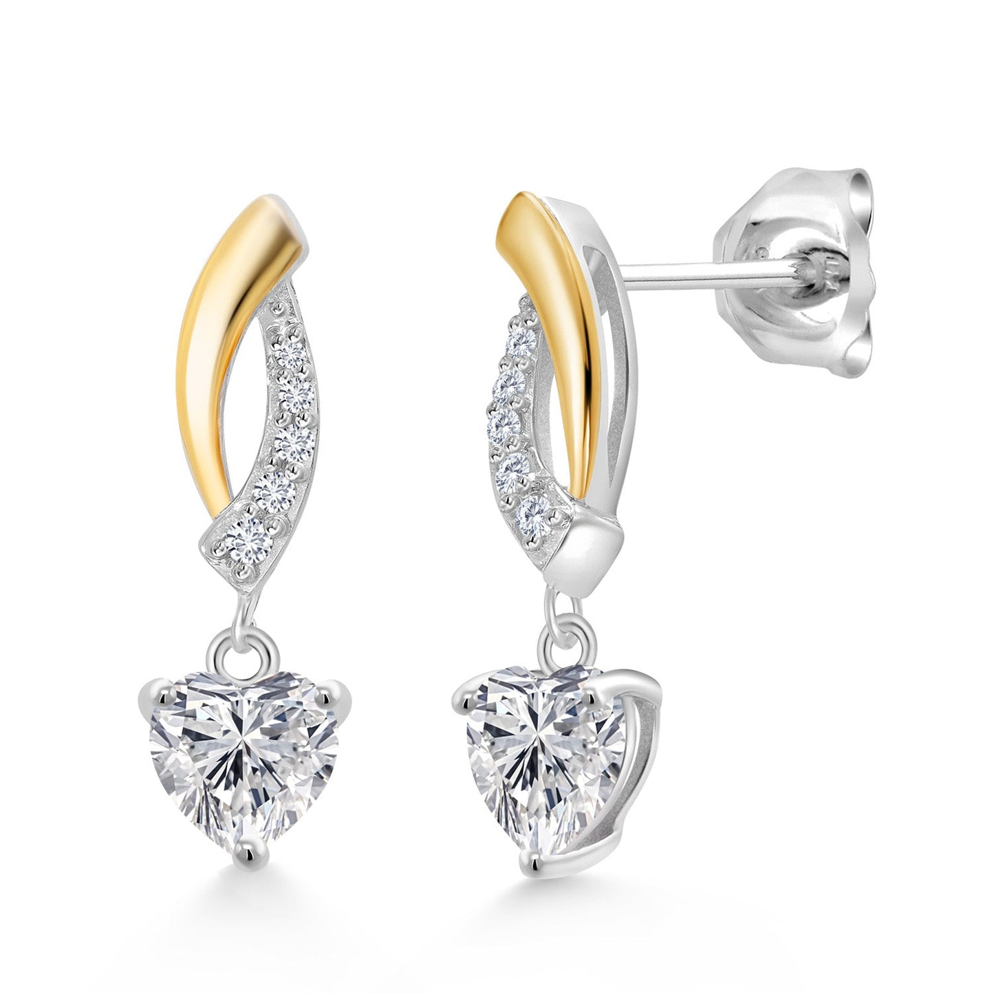 5MM Heart Shape Gemstone Birthstone and Lab Grown Diamond Dangle Earrings for Women | 925 Silver and 10K Yellow Gold | Fine Jewelry Gifts for Her Mom Women Wife