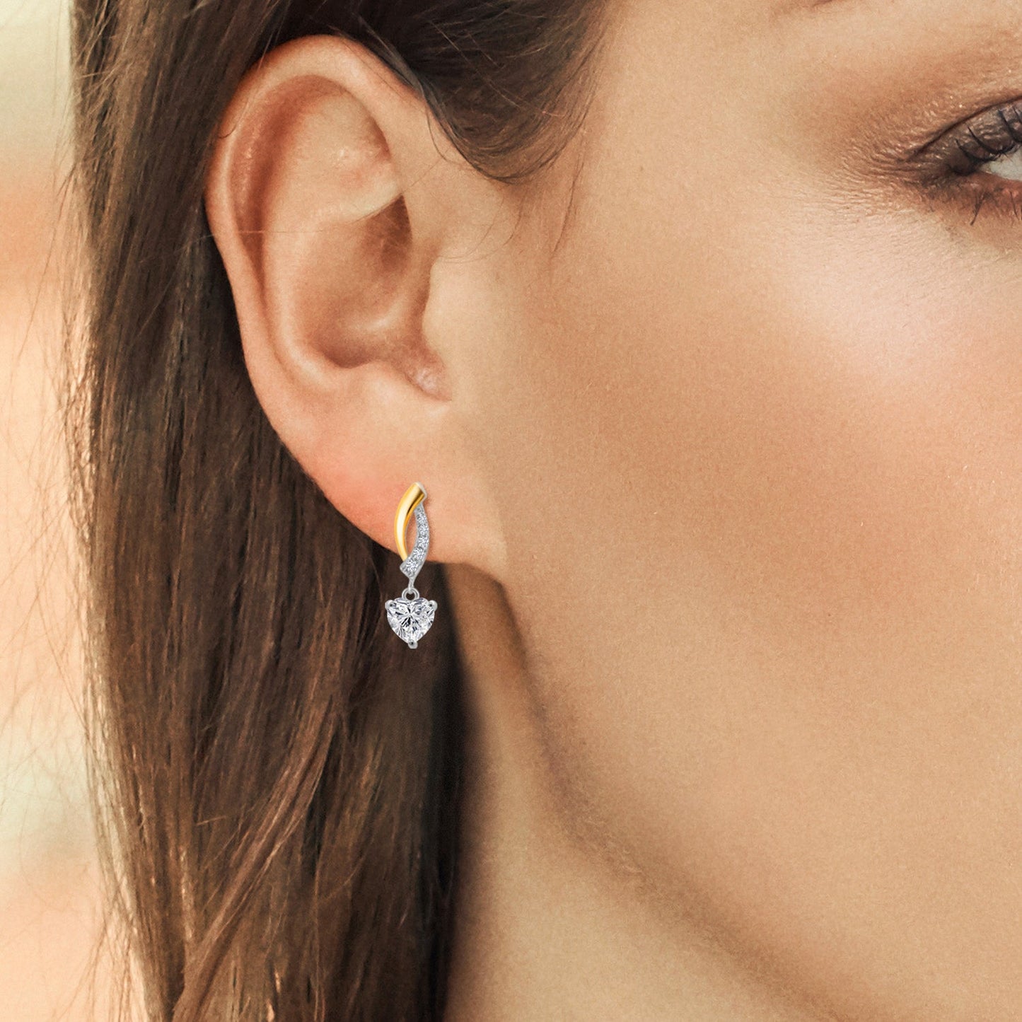 5MM Heart Shape Gemstone Birthstone and Lab Grown Diamond Dangle Earrings for Women | 925 Silver and 10K Yellow Gold | Fine Jewelry Gifts for Her Mom Women Wife