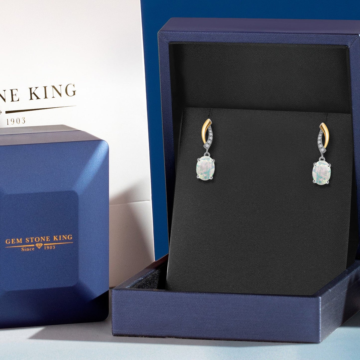 Drop Dangle Earrings For Women | 8X6MM Oval Gemstone Birthstone and Lab Grown Diamond | 925 Silver and 10K Yellow Gold | Fine Jewelry Gifts for Her Mom Women Wife