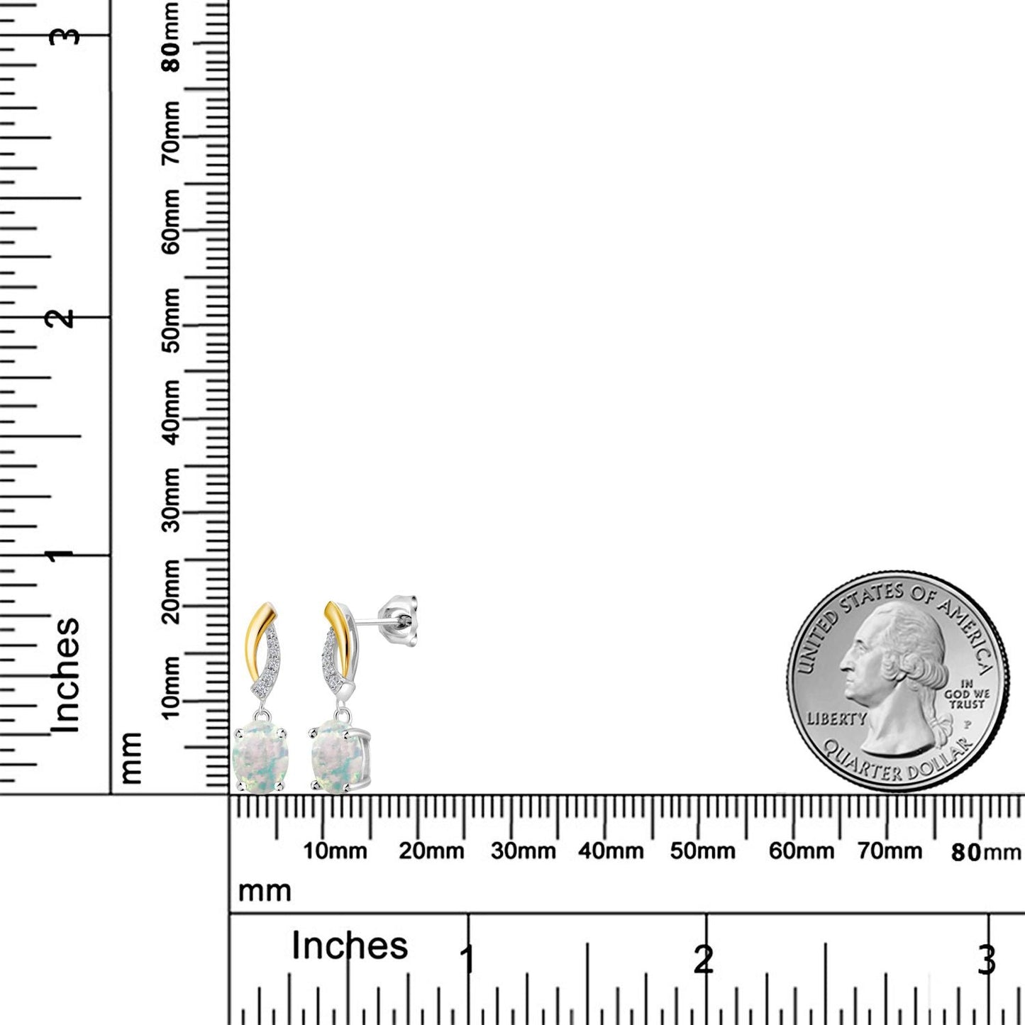 Drop Dangle Earrings For Women | 8X6MM Oval Gemstone Birthstone and Lab Grown Diamond | 925 Silver and 10K Yellow Gold | Fine Jewelry Gifts for Her Mom Women Wife