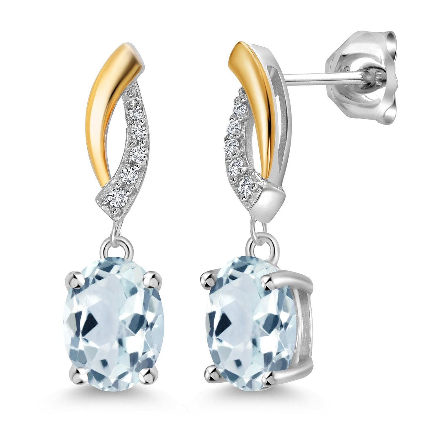 Drop Dangle Earrings For Women | 8X6MM Oval Gemstone Birthstone and Lab Grown Diamond | 925 Silver and 10K Yellow Gold | Fine Jewelry Gifts for Her Mom Women Wife