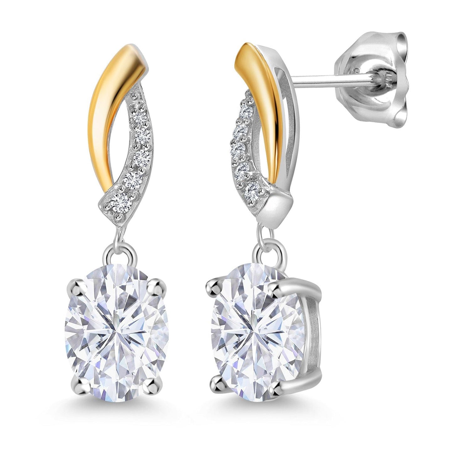 Drop Dangle Earrings For Women | 8X6MM Oval Gemstone Birthstone and Lab Grown Diamond | 925 Silver and 10K Yellow Gold | Fine Jewelry Gifts for Her Mom Women Wife