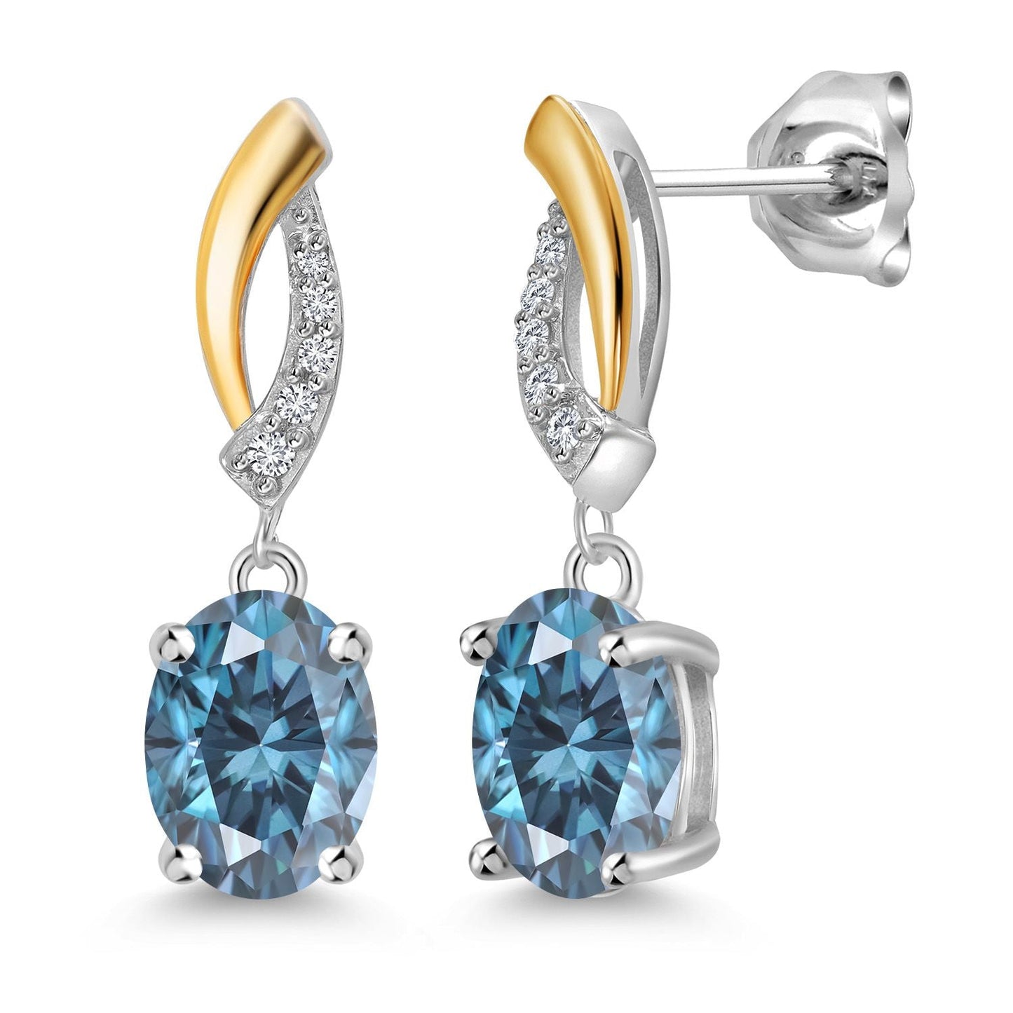 Drop Dangle Earrings For Women | 8X6MM Oval Gemstone Birthstone and Lab Grown Diamond | 925 Silver and 10K Yellow Gold | Fine Jewelry Gifts for Her Mom Women Wife