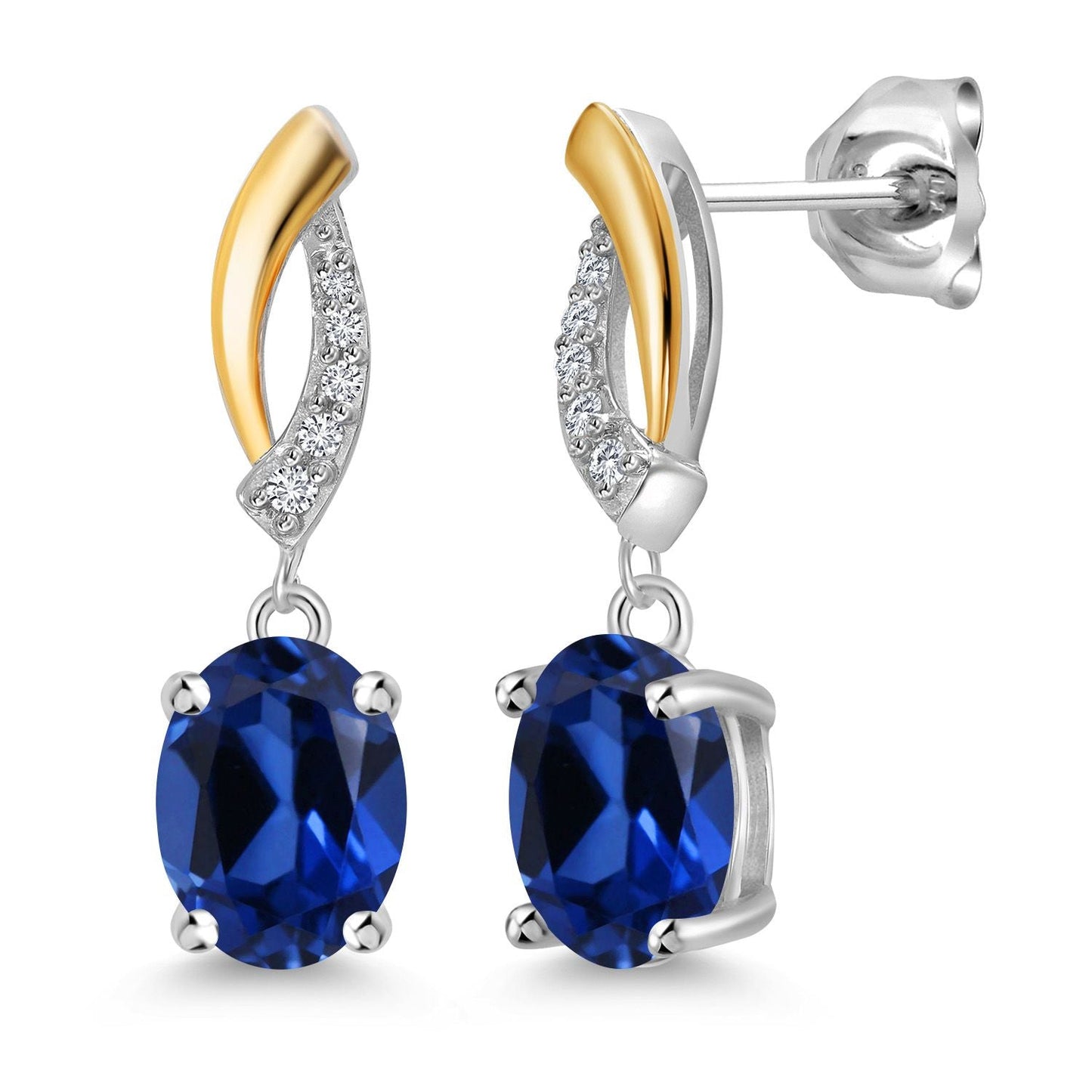 Drop Dangle Earrings For Women | 8X6MM Oval Gemstone Birthstone and Lab Grown Diamond | 925 Silver and 10K Yellow Gold | Fine Jewelry Gifts for Her Mom Women Wife