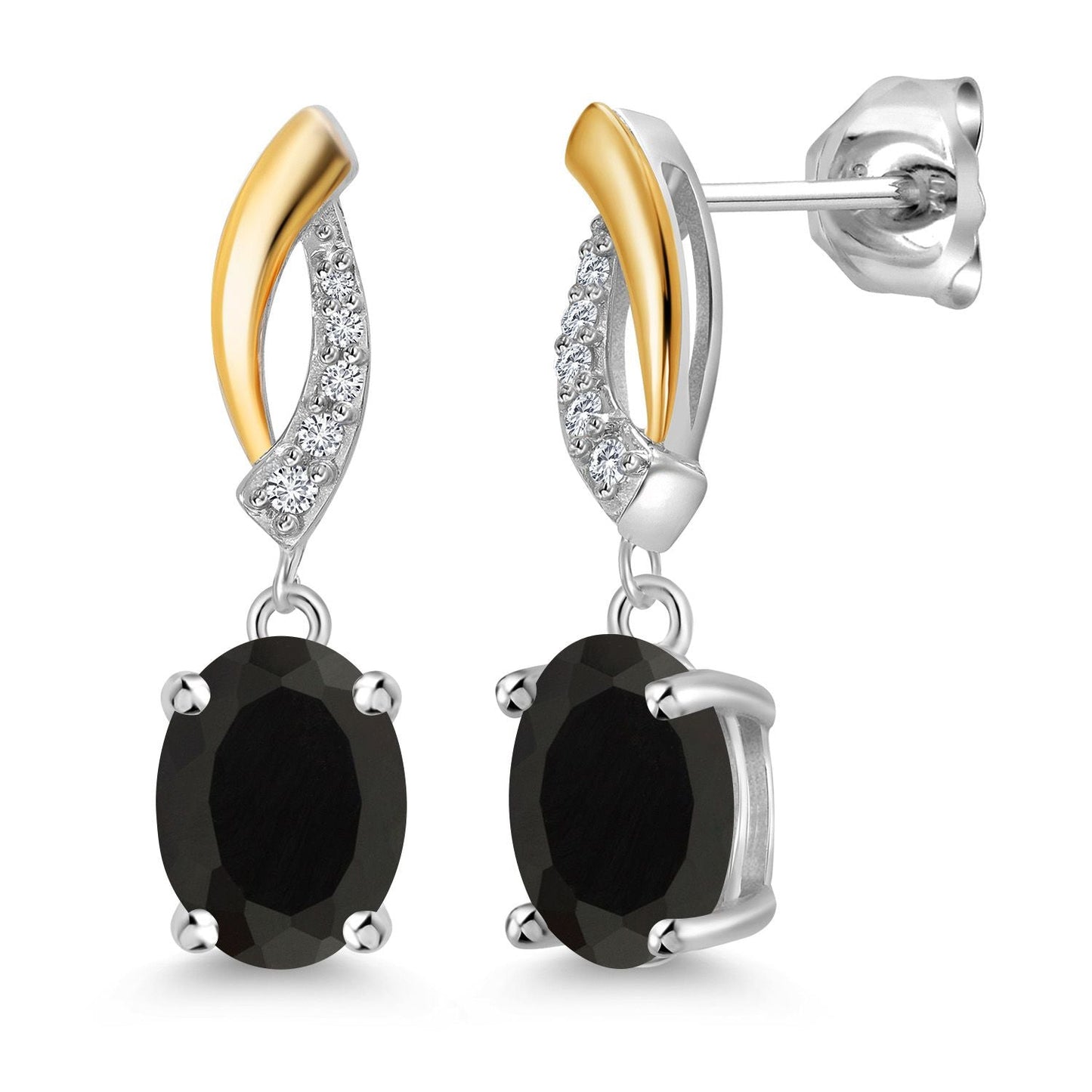 Drop Dangle Earrings For Women | 8X6MM Oval Gemstone Birthstone and Lab Grown Diamond | 925 Silver and 10K Yellow Gold | Fine Jewelry Gifts for Her Mom Women Wife