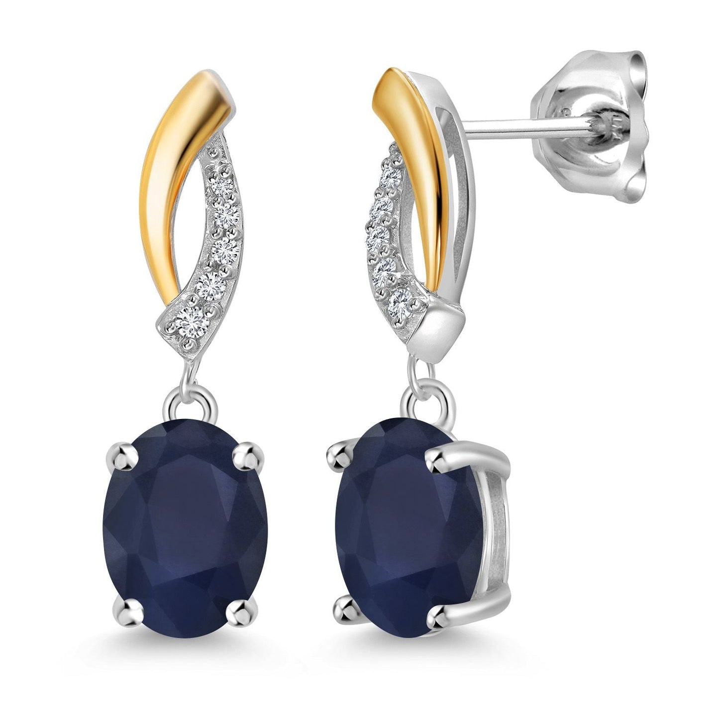 Drop Dangle Earrings For Women | 8X6MM Oval Gemstone Birthstone and Lab Grown Diamond | 925 Silver and 10K Yellow Gold | Fine Jewelry Gifts for Her Mom Women Wife