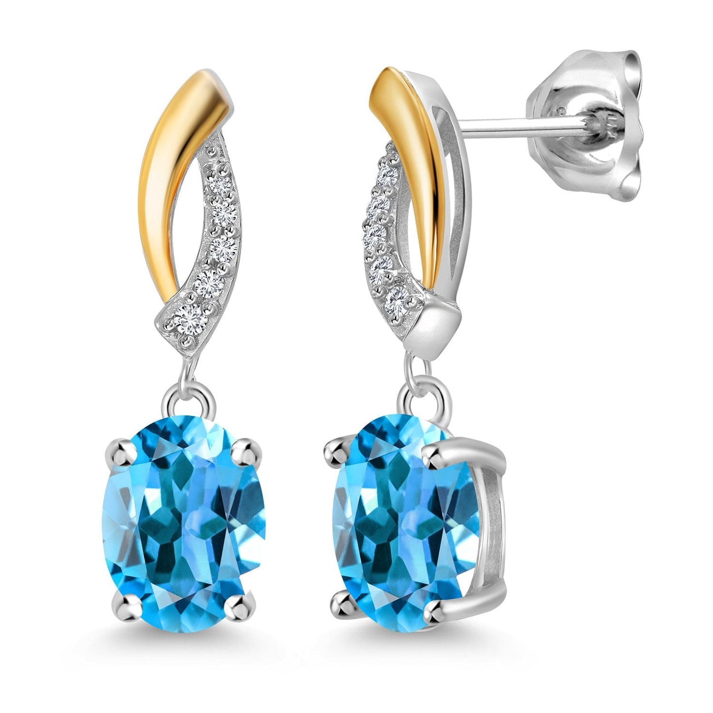 Drop Dangle Earrings For Women | 8X6MM Oval Gemstone Birthstone and Lab Grown Diamond | 925 Silver and 10K Yellow Gold | Fine Jewelry Gifts for Her Mom Women Wife