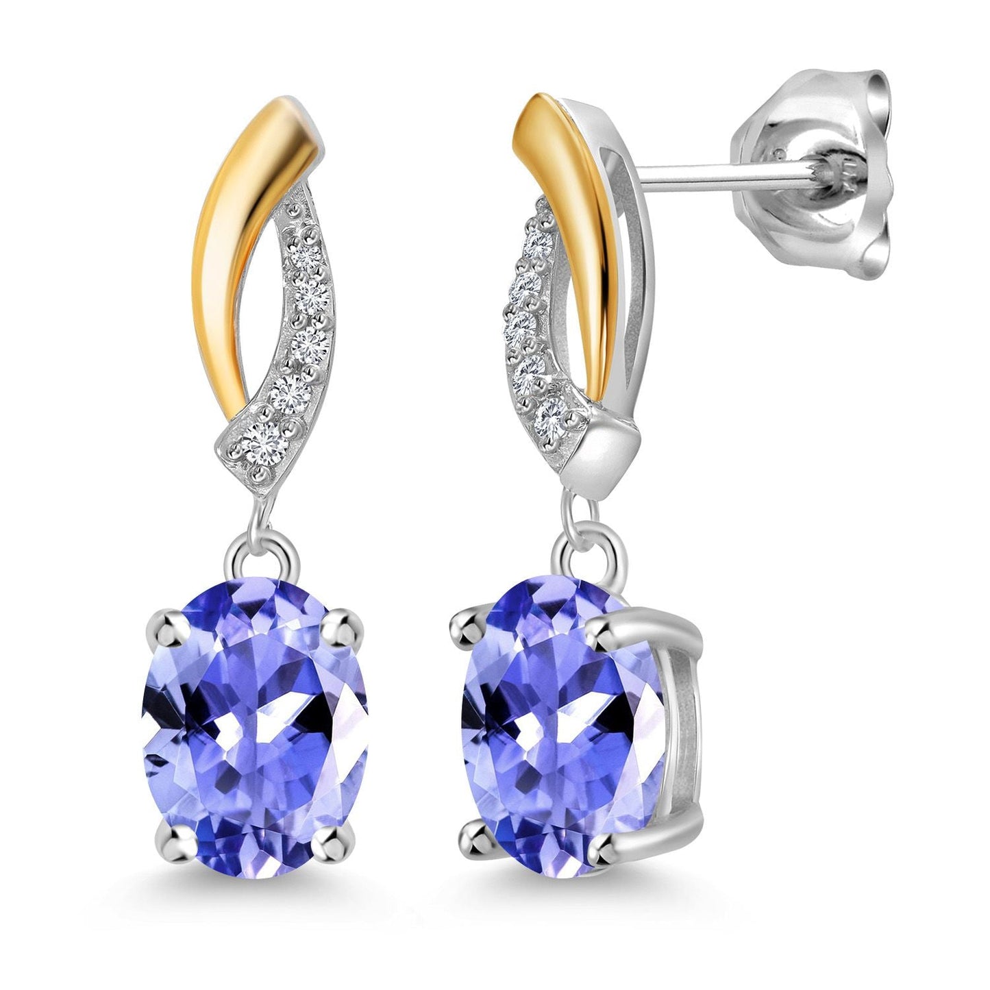 Drop Dangle Earrings For Women | 8X6MM Oval Gemstone Birthstone and Lab Grown Diamond | 925 Silver and 10K Yellow Gold | Fine Jewelry Gifts for Her Mom Women Wife