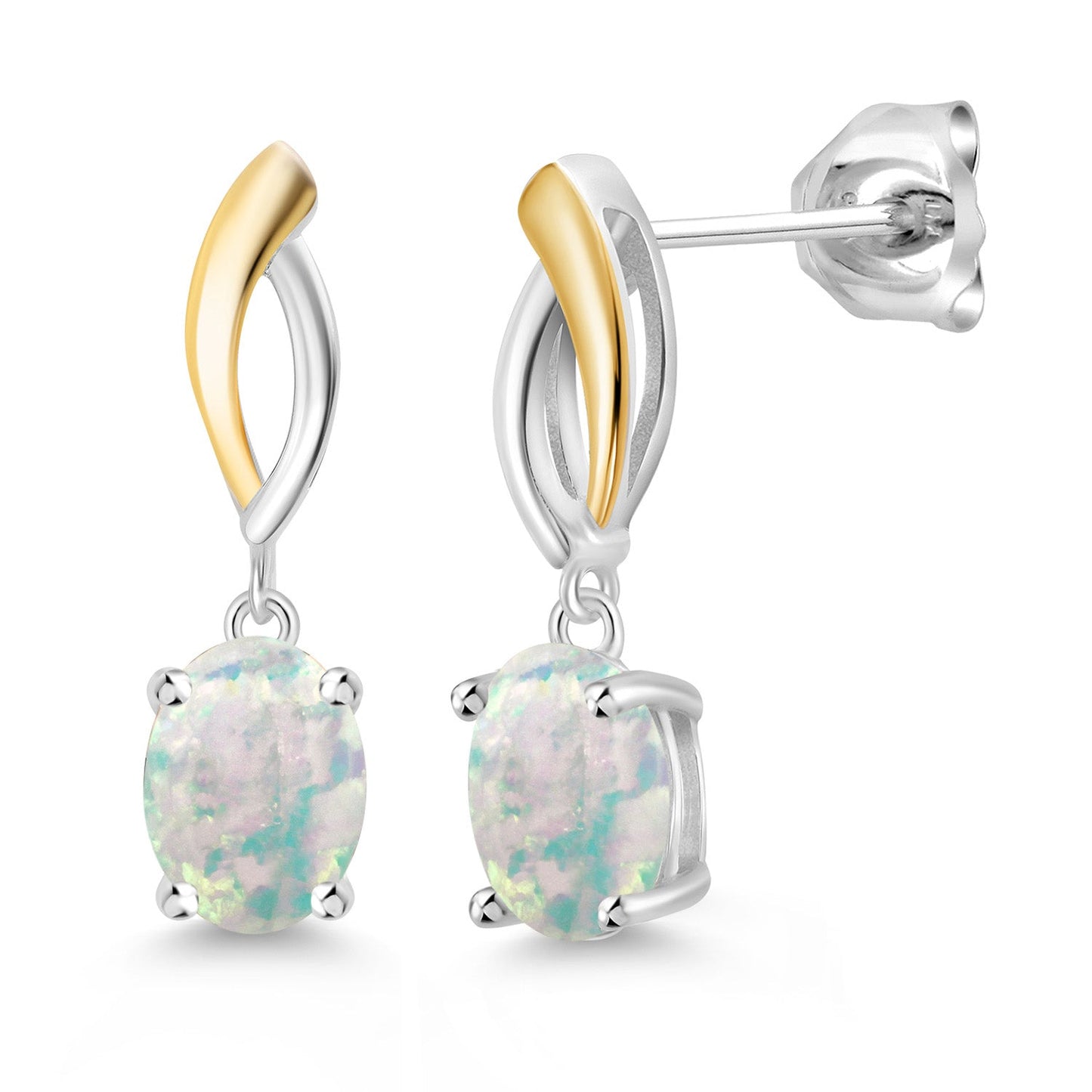 Infinity Dangle Drop Earrings For Women | 925 Sterling Silver and 10K Yellow Gold | 8X6MM Oval Gemstone Birthstone | Fine Jewelry Gifts for Her Mom Women Wife