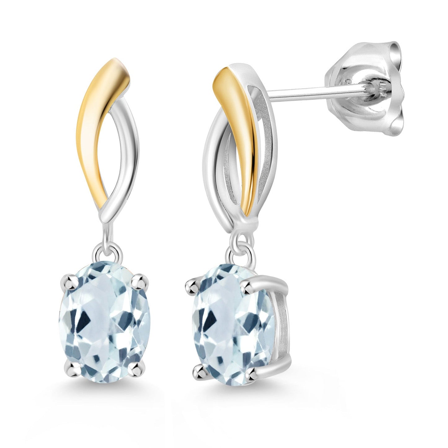 Infinity Dangle Drop Earrings For Women | 925 Sterling Silver and 10K Yellow Gold | 8X6MM Oval Gemstone Birthstone | Fine Jewelry Gifts for Her Mom Women Wife