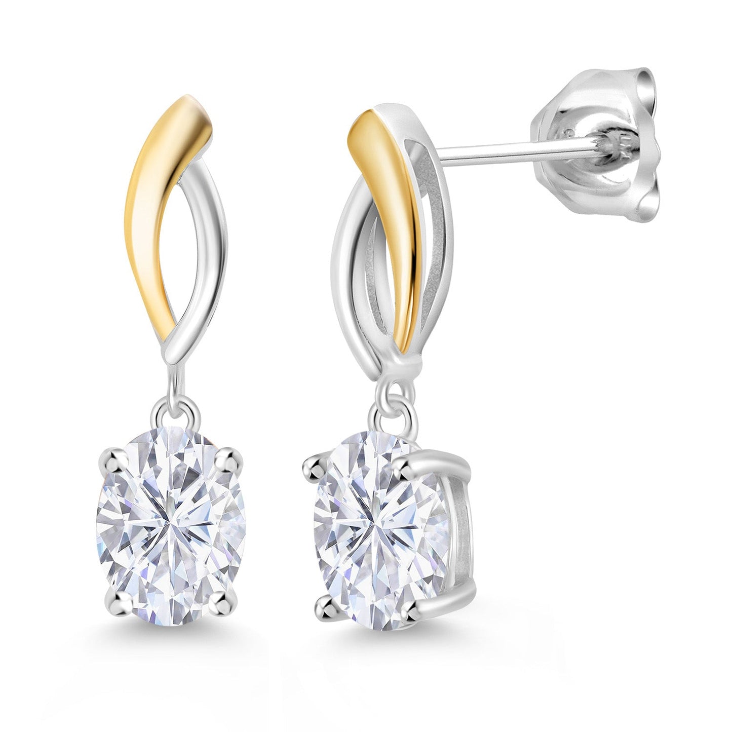 Infinity Dangle Drop Earrings For Women | 925 Sterling Silver and 10K Yellow Gold | 8X6MM Oval Gemstone Birthstone | Fine Jewelry Gifts for Her Mom Women Wife