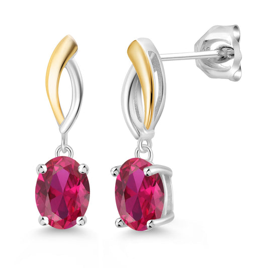 Infinity Dangle Drop Earrings For Women | 925 Sterling Silver and 10K Yellow Gold | 8X6MM Oval Gemstone Birthstone | Fine Jewelry Gifts for Her Mom Women Wife