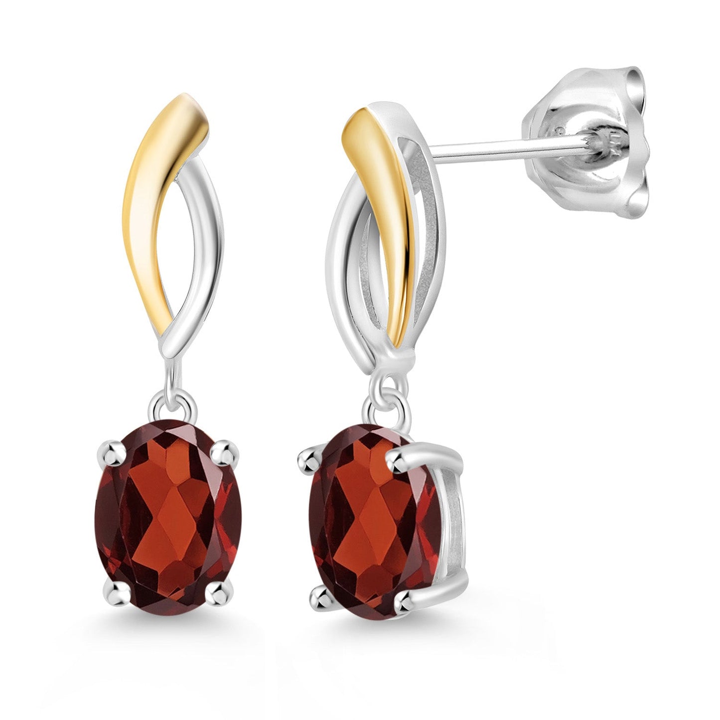 Infinity Dangle Drop Earrings For Women | 925 Sterling Silver and 10K Yellow Gold | 8X6MM Oval Gemstone Birthstone | Fine Jewelry Gifts for Her Mom Women Wife