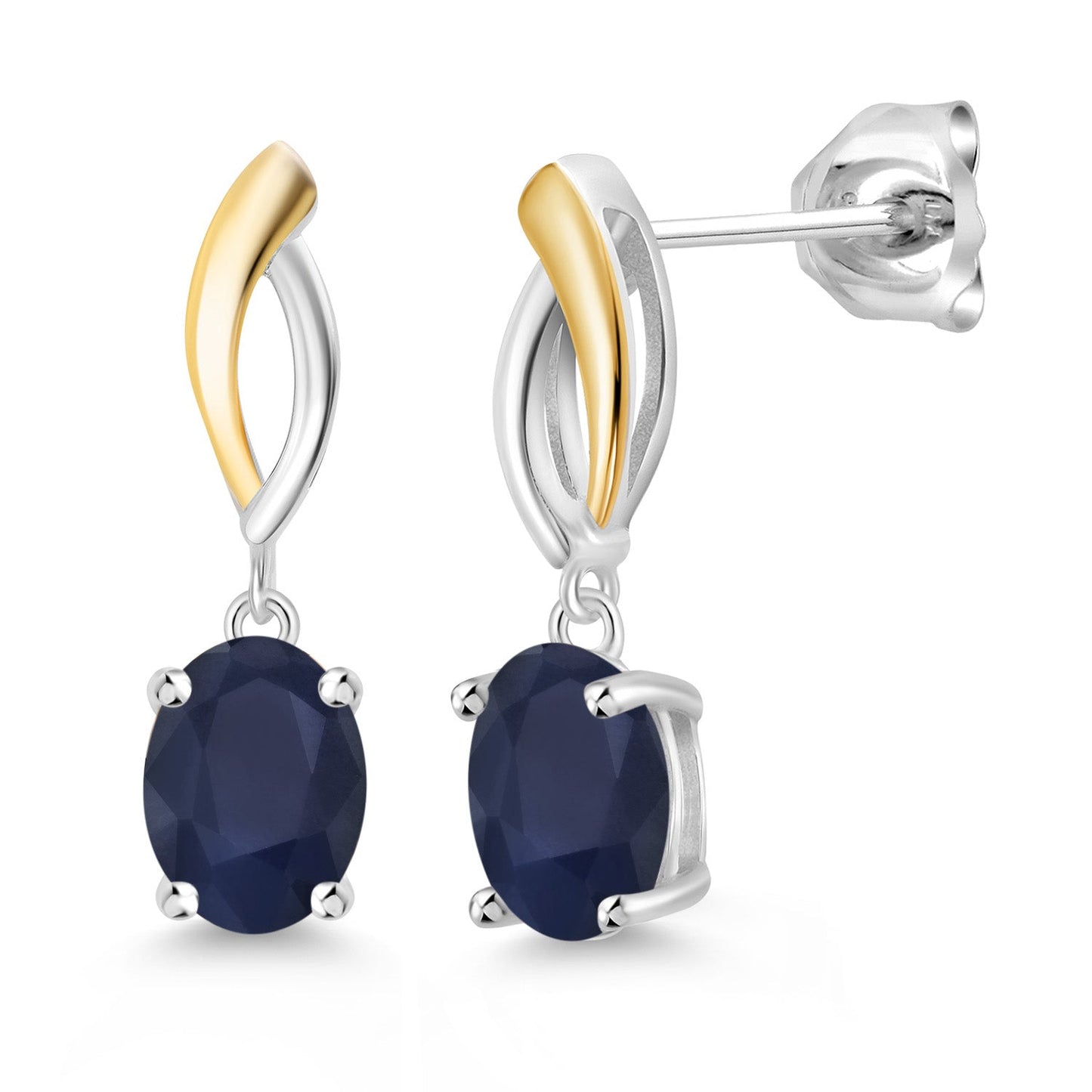 Infinity Dangle Drop Earrings For Women | 925 Sterling Silver and 10K Yellow Gold | 8X6MM Oval Gemstone Birthstone | Fine Jewelry Gifts for Her Mom Women Wife