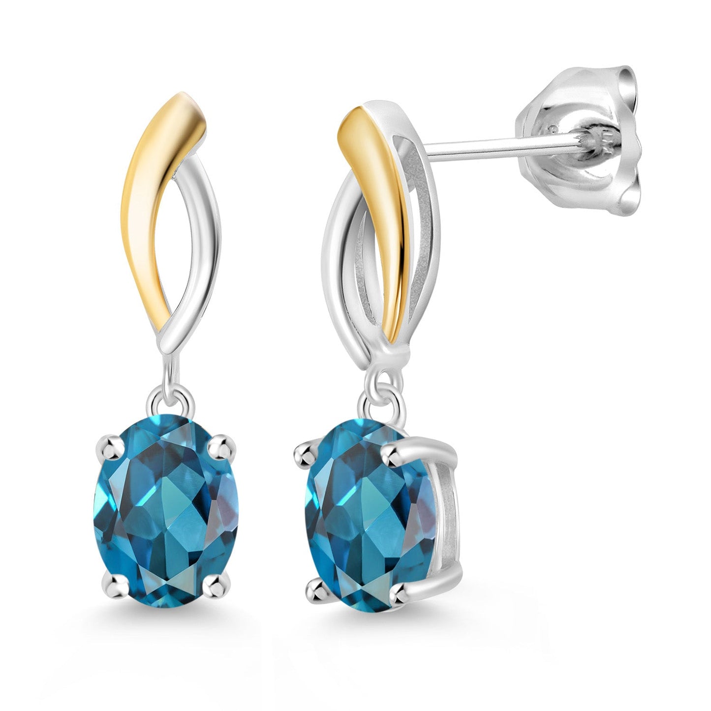 Infinity Dangle Drop Earrings For Women | 925 Sterling Silver and 10K Yellow Gold | 8X6MM Oval Gemstone Birthstone | Fine Jewelry Gifts for Her Mom Women Wife