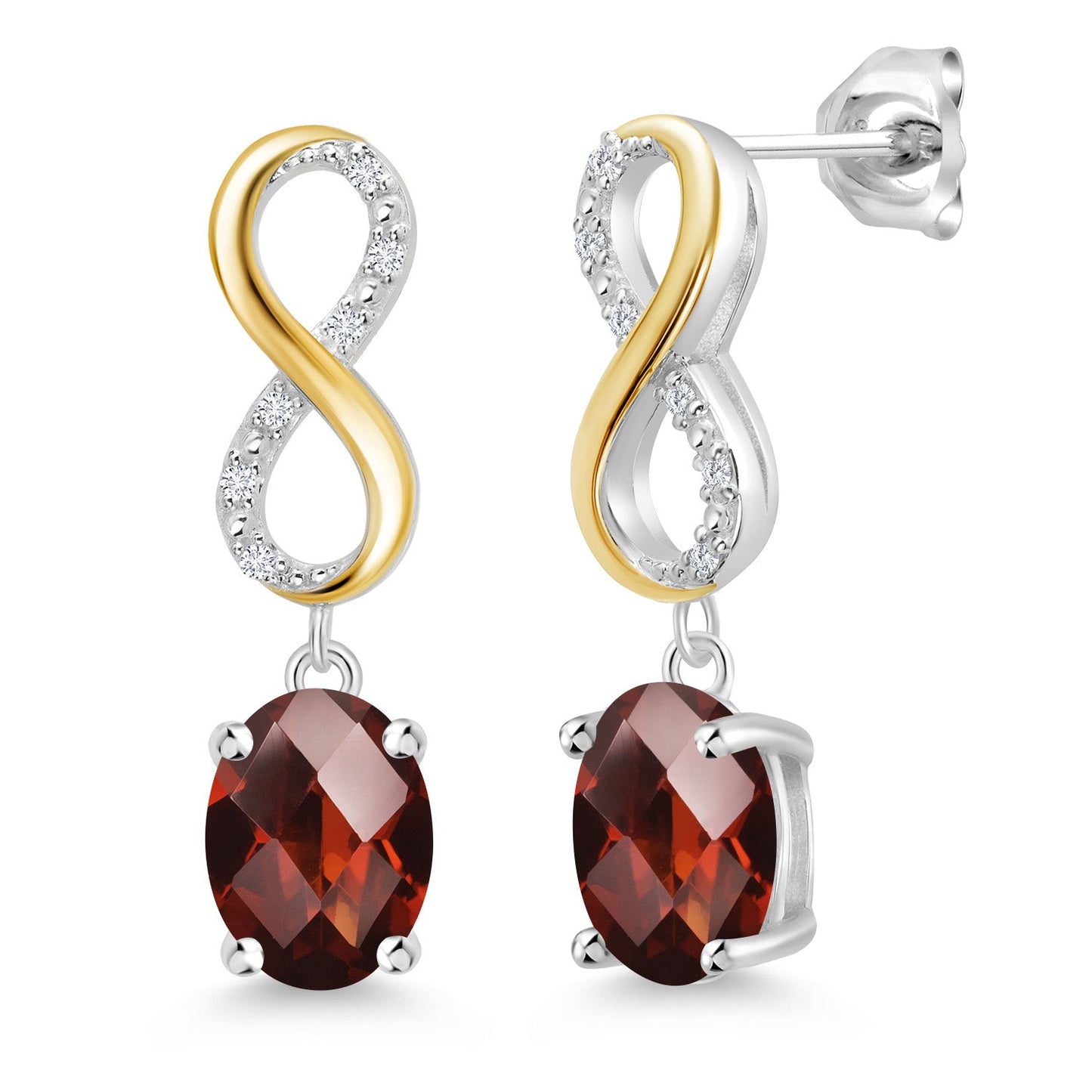 Dangle Infinity Earrings For Women | 8X6MM Oval Cut Gemstone Birthstone and Lab Grown Diamond | 925 Silver 10K Yellow Gold | Fine Jewelry Gifts for Her Mom Women Wife