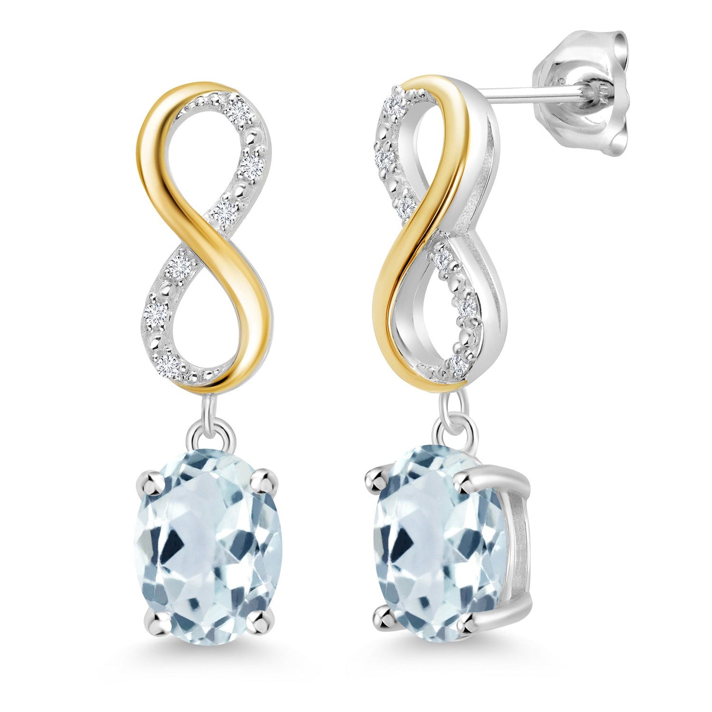 Dangle Infinity Earrings For Women | 8X6MM Oval Cut Gemstone Birthstone and Lab Grown Diamond | 925 Silver 10K Yellow Gold | Fine Jewelry Gifts for Her Mom Women Wife