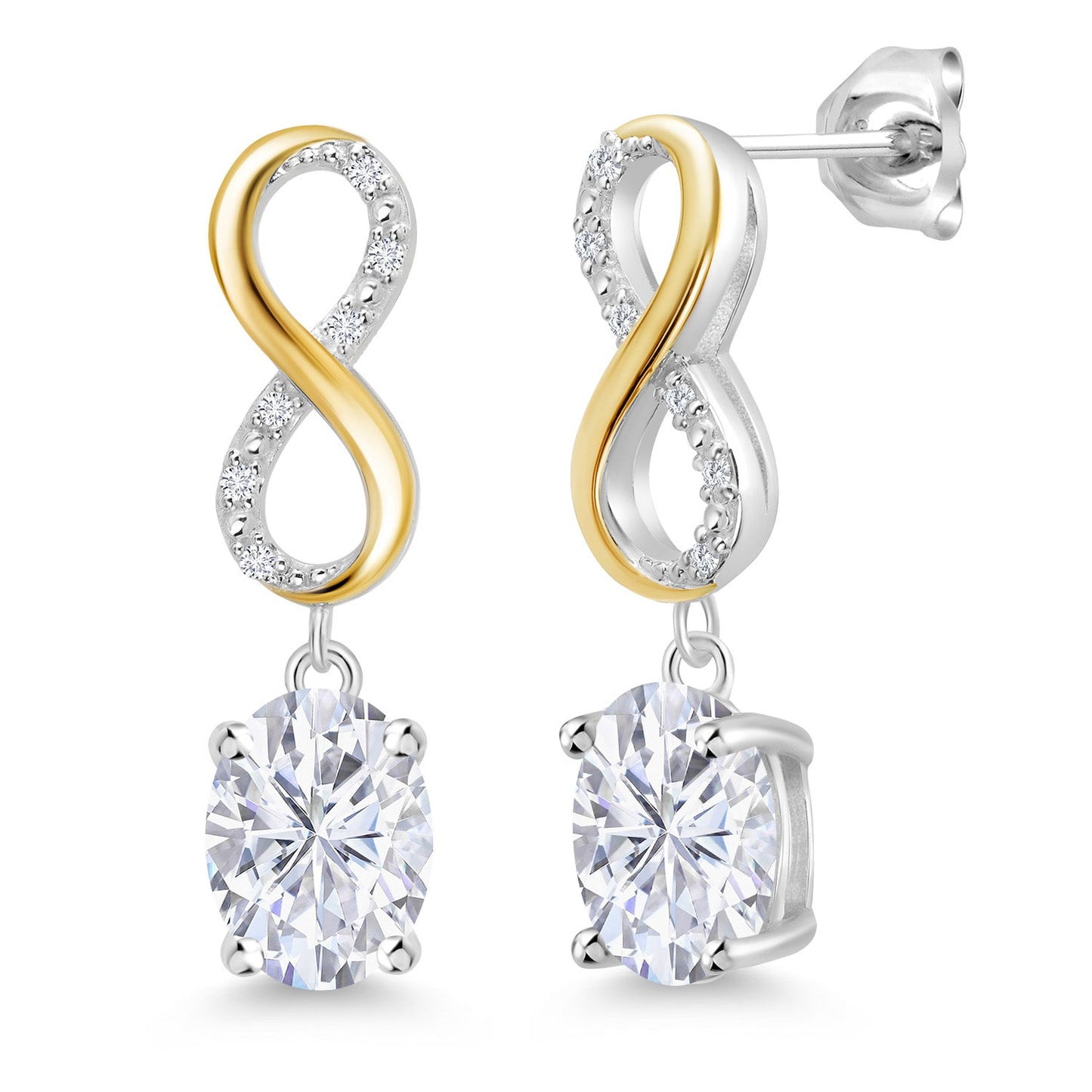 Dangle Infinity Earrings For Women | 8X6MM Oval Cut Gemstone Birthstone and Lab Grown Diamond | 925 Silver 10K Yellow Gold | Fine Jewelry Gifts for Her Mom Women Wife