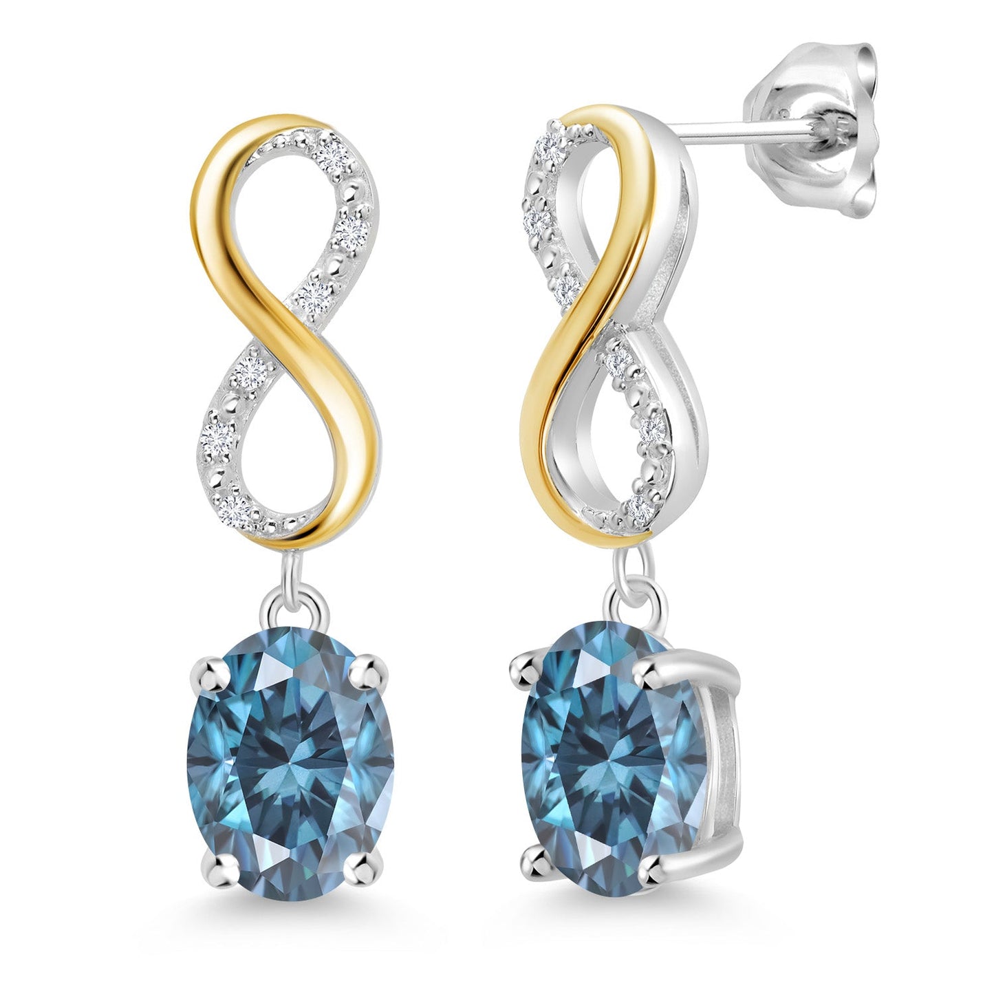 Dangle Infinity Earrings For Women | 8X6MM Oval Cut Gemstone Birthstone and Lab Grown Diamond | 925 Silver 10K Yellow Gold | Fine Jewelry Gifts for Her Mom Women Wife