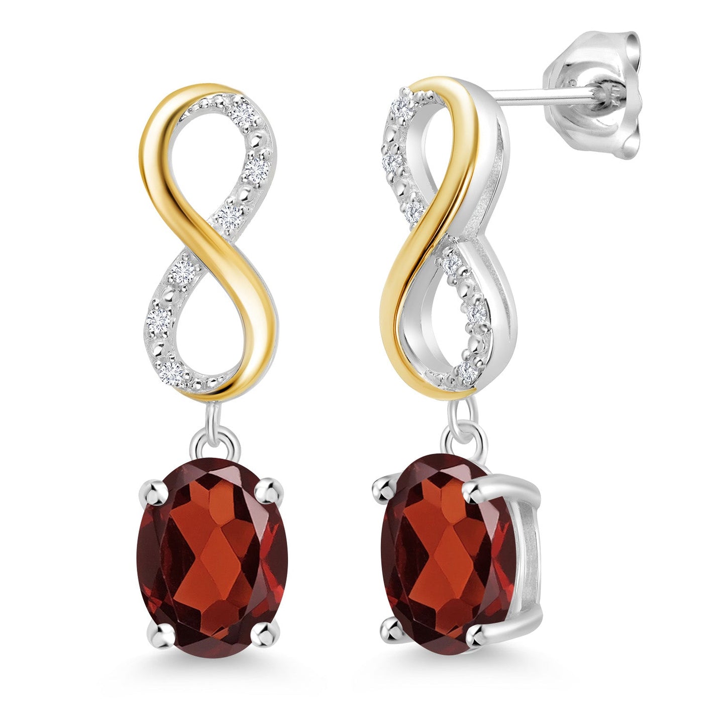 Dangle Infinity Earrings For Women | 8X6MM Oval Cut Gemstone Birthstone and Lab Grown Diamond | 925 Silver 10K Yellow Gold | Fine Jewelry Gifts for Her Mom Women Wife