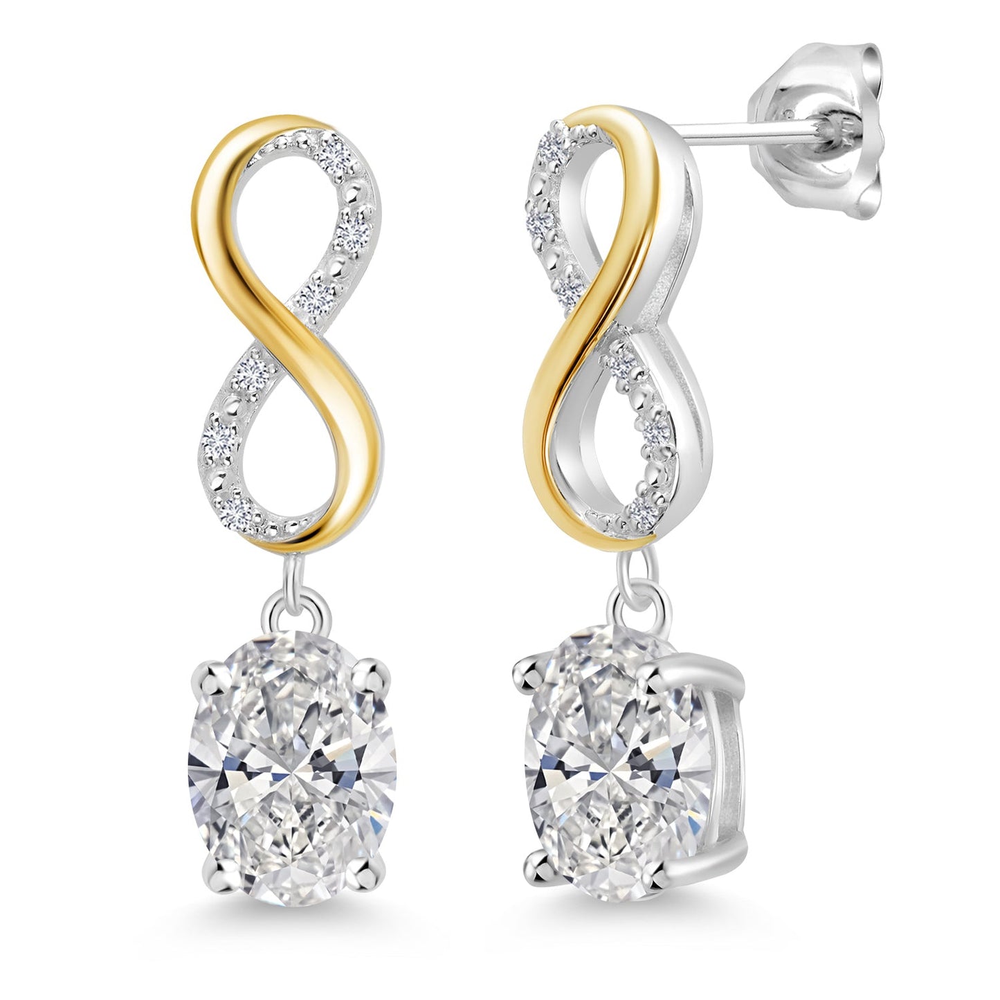 Dangle Infinity Earrings For Women | 8X6MM Oval Cut Gemstone Birthstone and Lab Grown Diamond | 925 Silver 10K Yellow Gold | Fine Jewelry Gifts for Her Mom Women Wife