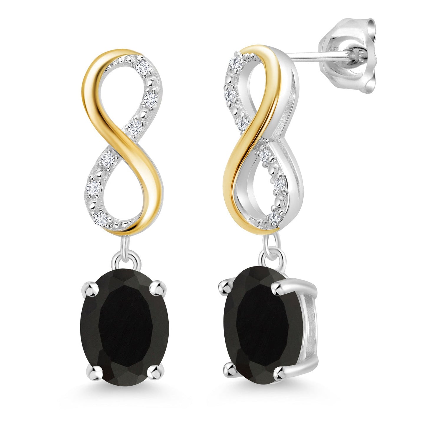 Dangle Infinity Earrings For Women | 8X6MM Oval Cut Gemstone Birthstone and Lab Grown Diamond | 925 Silver 10K Yellow Gold | Fine Jewelry Gifts for Her Mom Women Wife