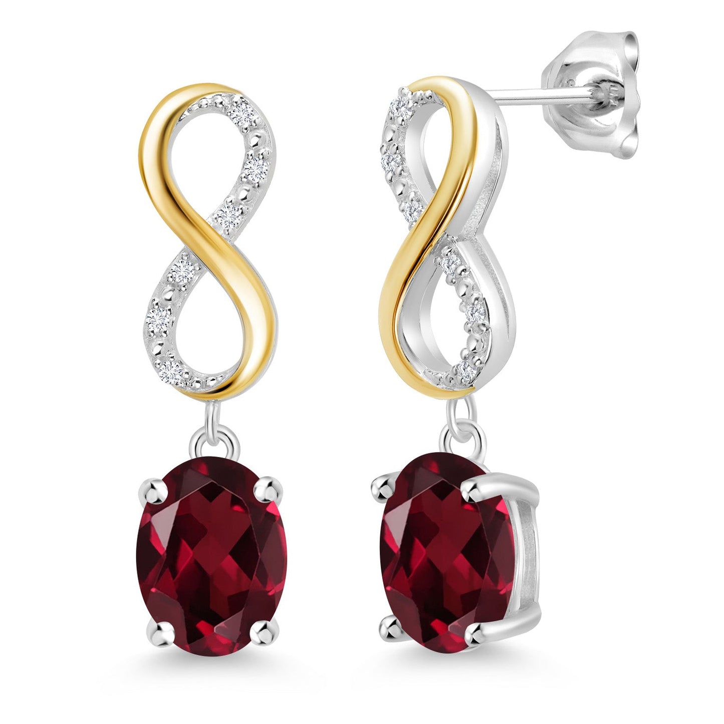 Dangle Infinity Earrings For Women | 8X6MM Oval Cut Gemstone Birthstone and Lab Grown Diamond | 925 Silver 10K Yellow Gold | Fine Jewelry Gifts for Her Mom Women Wife