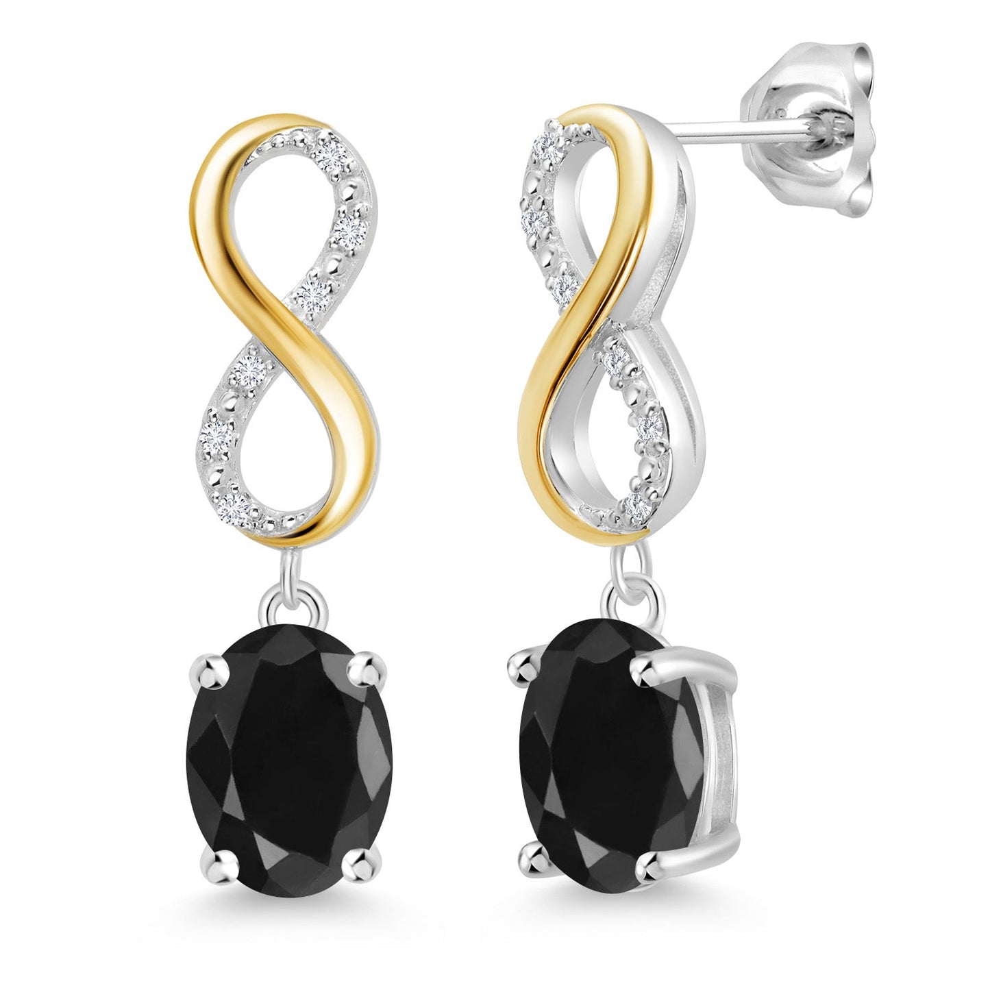 Dangle Infinity Earrings For Women | 8X6MM Oval Cut Gemstone Birthstone and Lab Grown Diamond | 925 Silver 10K Yellow Gold | Fine Jewelry Gifts for Her Mom Women Wife