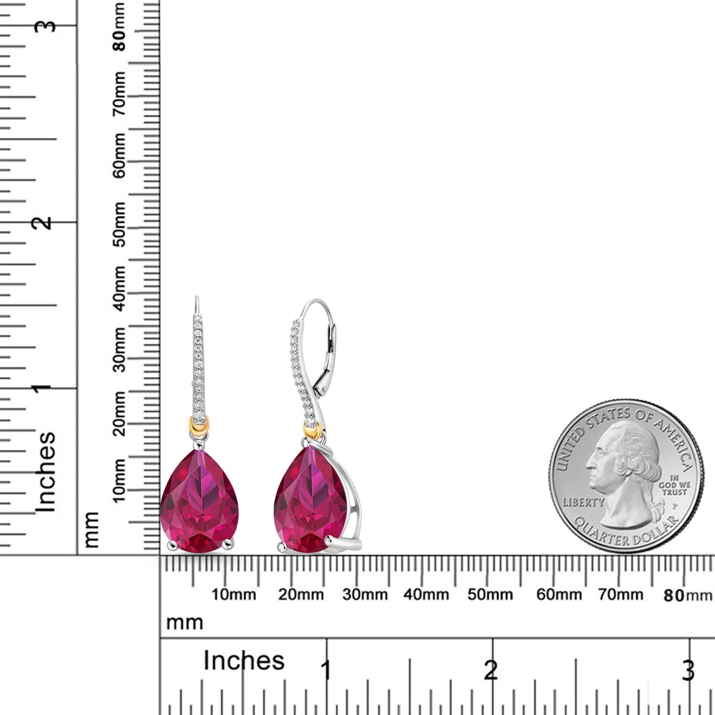 12-22 Cttw Gemstone Birthstone and White Moissanite Teardrop Drop Dangle Earrings For Women | 925 Sterling Silver and 10K Yellow Gold | Pear Shape 16X12MM