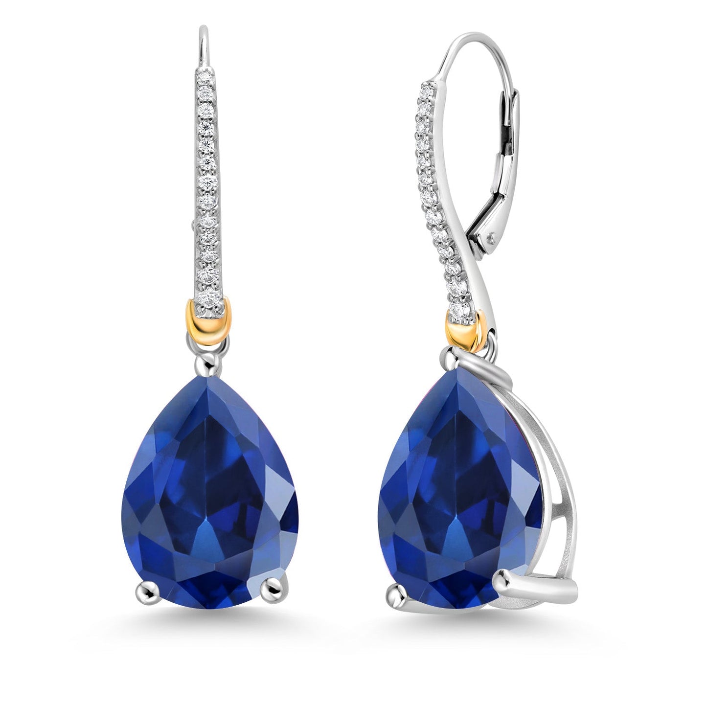 12-22 Cttw Gemstone Birthstone and White Moissanite Teardrop Drop Dangle Earrings For Women | 925 Sterling Silver and 10K Yellow Gold | Pear Shape 16X12MM