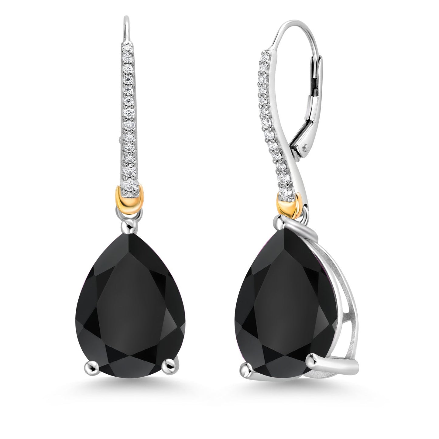 12-22 Cttw Gemstone Birthstone and White Moissanite Teardrop Drop Dangle Earrings For Women | 925 Sterling Silver and 10K Yellow Gold | Pear Shape 16X12MM