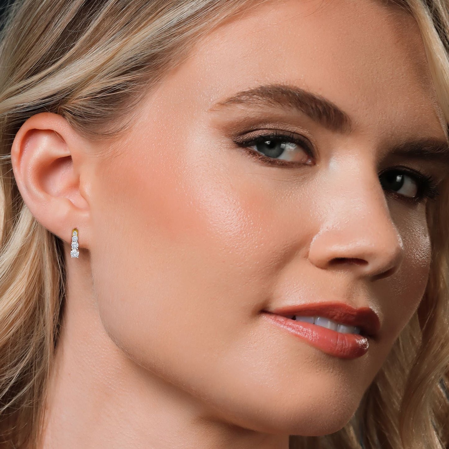 925 Sterling Silver and 10K Yellow Gold White Moissanite Dangle Earrings For Women (0.41 Cttw, Round 3MM, 2.5MM and 2MM)