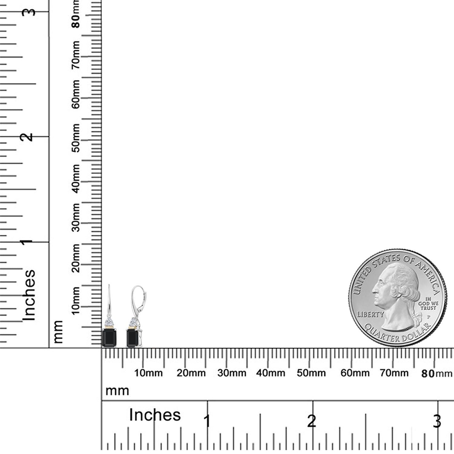 925 Silver and 10K Yellow Gold Black Onyx and Lab Grown Diamond Dangle Earrings for Women | 4.64 Cttw | Gemstone December Birthstone | Octagon 9X7MM