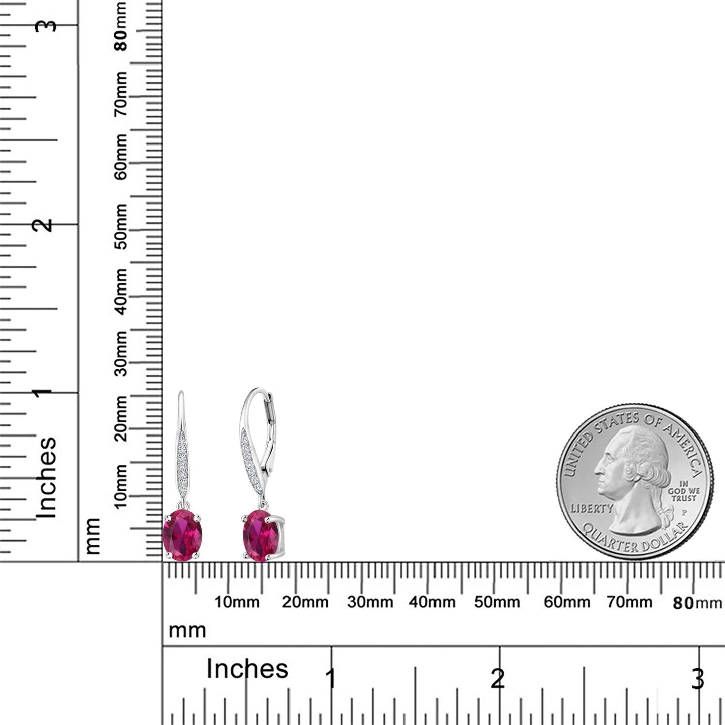 Dangle Drop Earrings For Women | 925 Sterling Silver | 8X6MM Oval Gemstone Birthstone and White Lab Grown Diamond Leverback Earrings