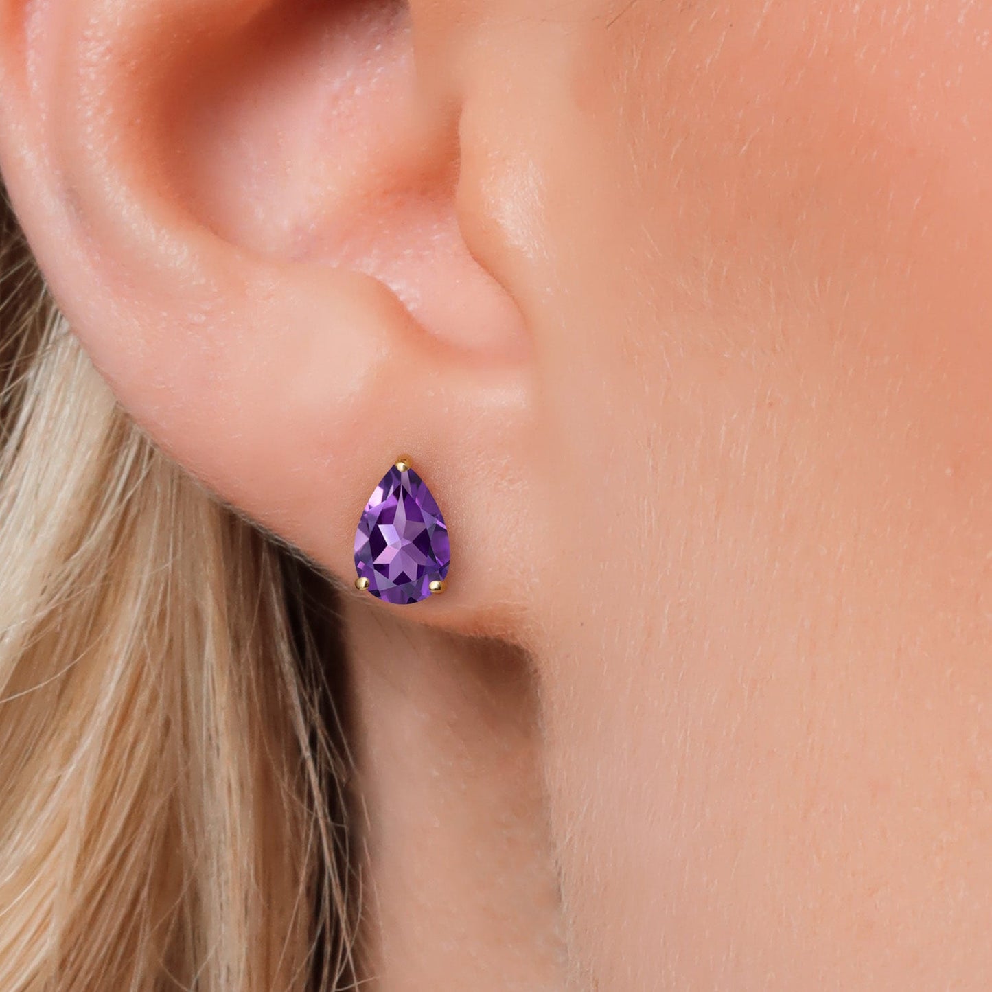 14K Yellow Gold 9X6MM Pear Shape Gemstone Birthstone Teardrop Earrings | Gold Earrings For Women Men